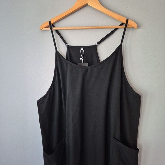 Deepself Black V Neck One Piece Halter Short Romper Pockets Womens 2XL - Picture 2 of 8